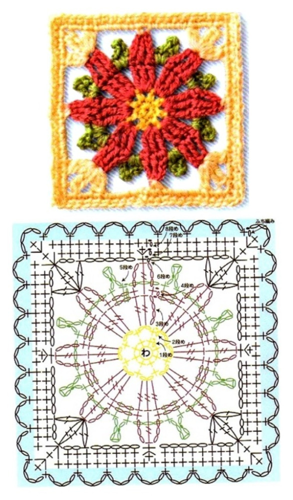 +14 quadrados de crochê com gráfico para copiar