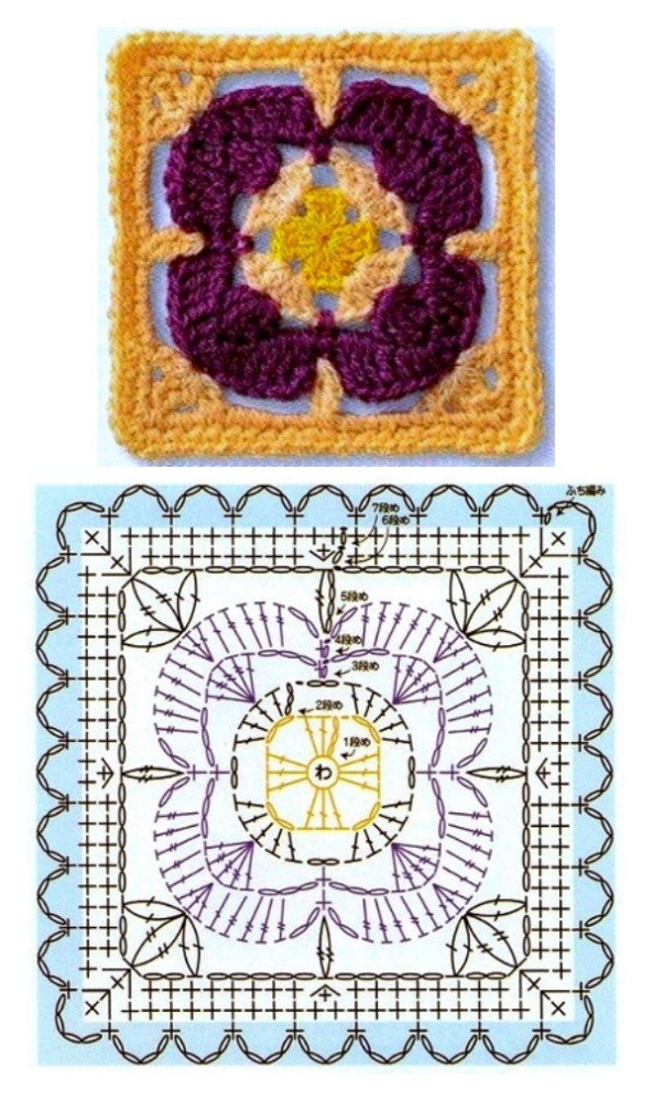 +14 quadrados de crochê com gráfico para copiar