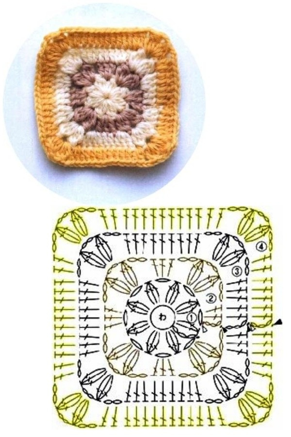 100 Quadrados de Crochê com Gráfico Parte 4