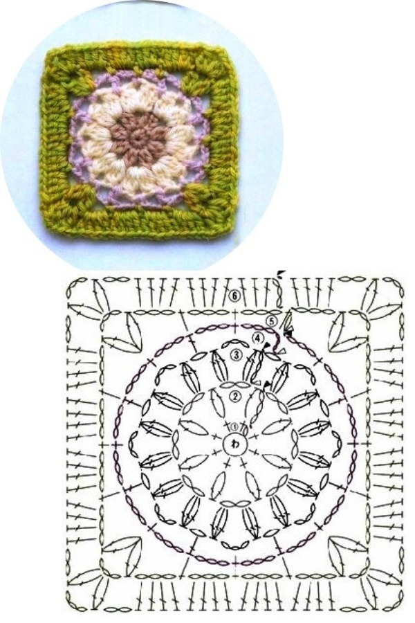 100 Quadrados de Crochê com Gráfico Parte 4