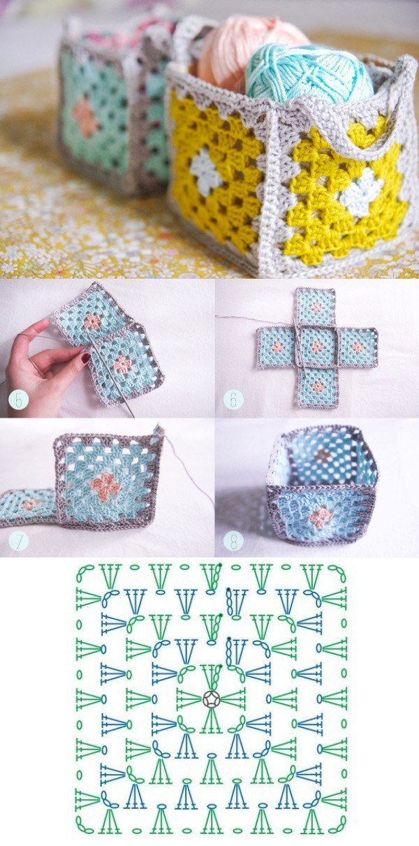 13 Modelos de Bolsa de Crochê com Quadrados +Gráfico
