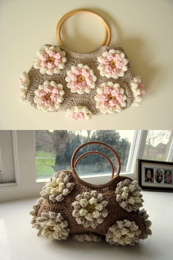 12 Modelos de Bolsas com Quadrado de Crochê com Gráfico