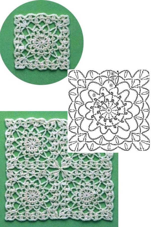 100 Quadrados de Crochê com Gráfico Parte 6
