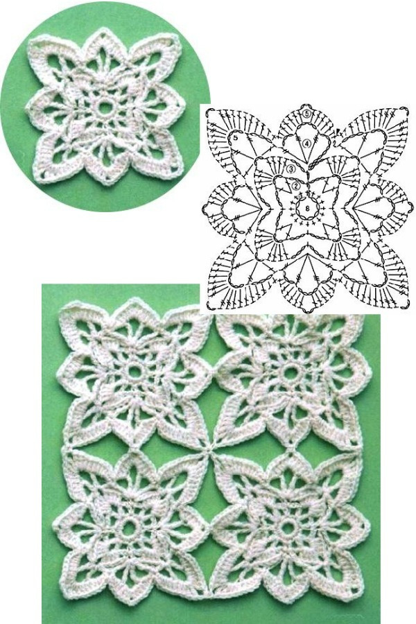 100 Quadrados de Crochê com Gráfico Parte 6
