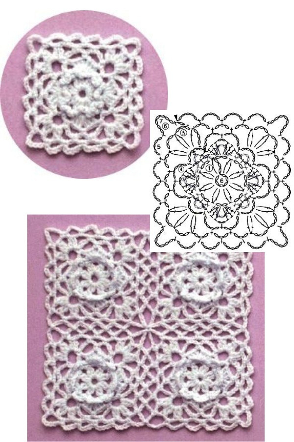 100 Quadrados de Crochê com Gráfico Parte 6