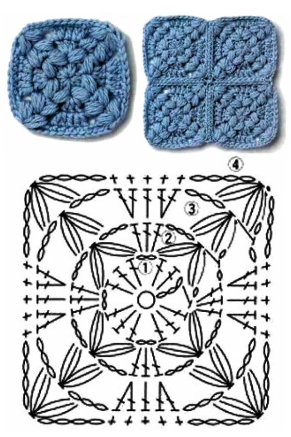 100 Quadrados de Crochê com Gráfico Parte 9