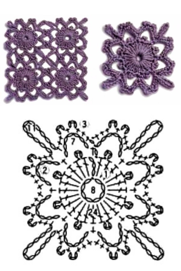 100 Quadrados de Crochê com Gráfico Parte 9