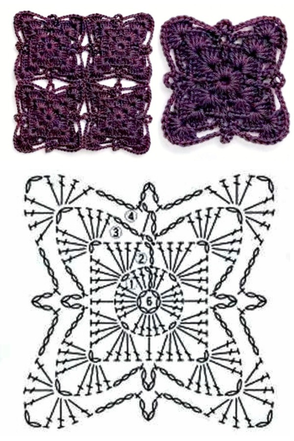 100 Quadrados de Crochê com Gráfico Parte 10 Grátis