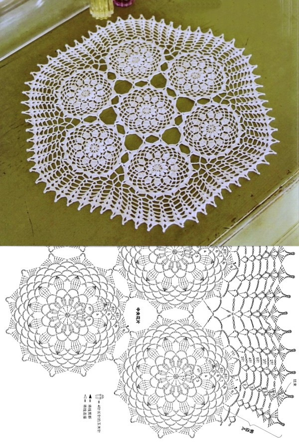 9 toalhas de mesa de crochê com gráfico