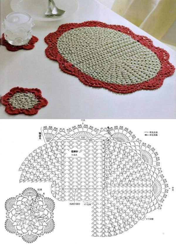 9 toalhas de mesa de crochê com gráfico