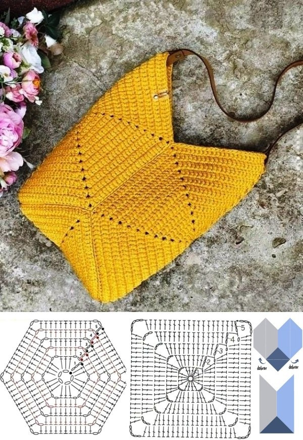 13 Lindas bolsas de crochê geométrico