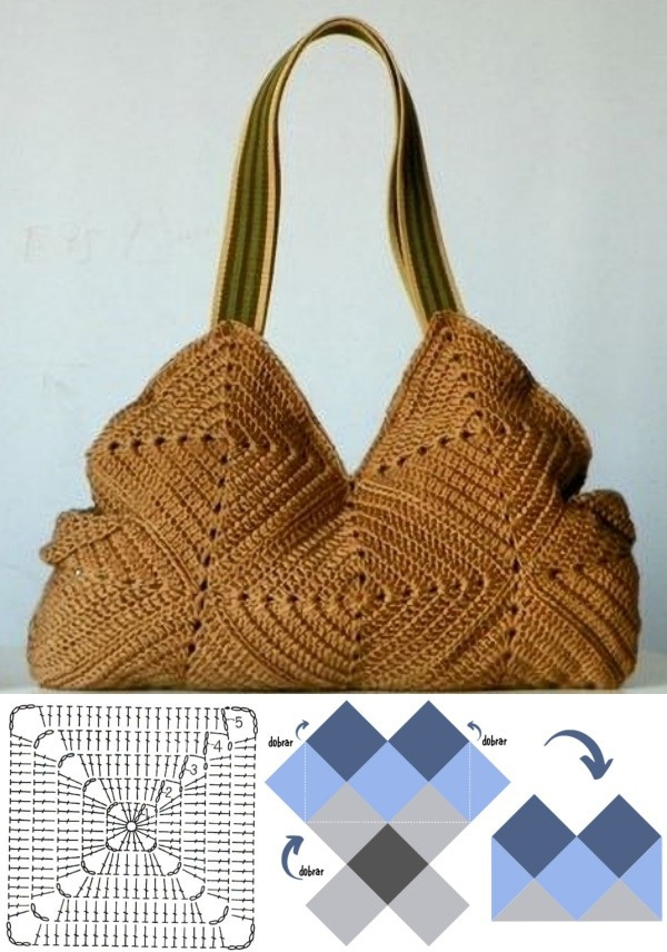 13 Lindas bolsas de crochê geométrico