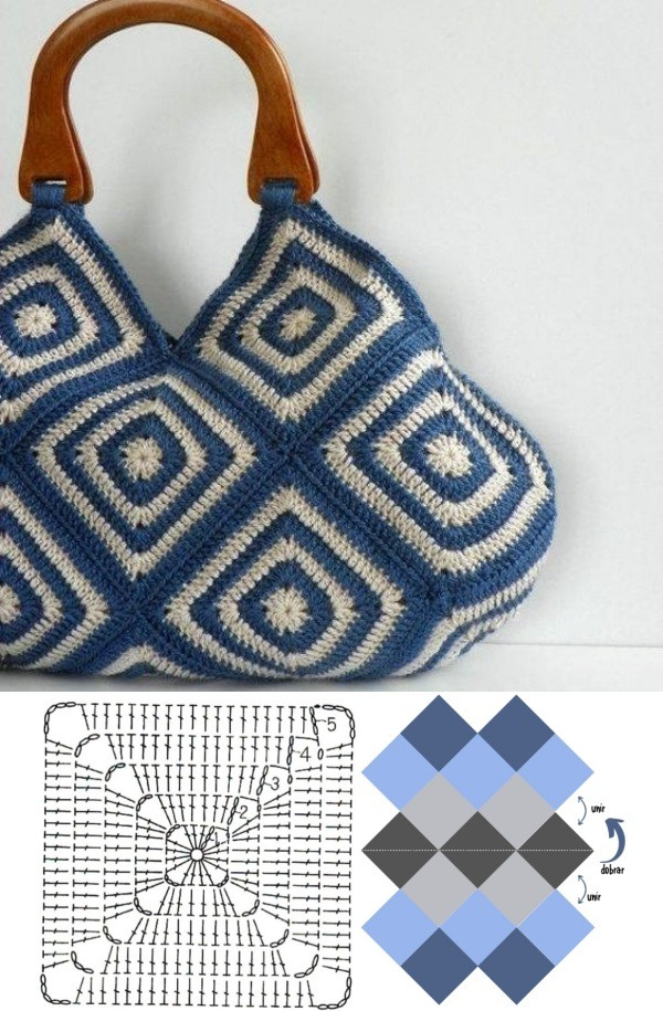 13 Lindas bolsas de crochê geométrico
