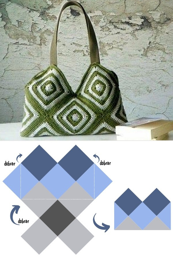 13 Lindas bolsas de crochê geométrico