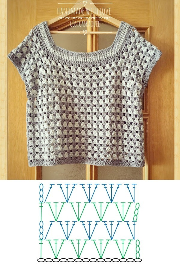 Blusinhas crop top de crochê para copiar