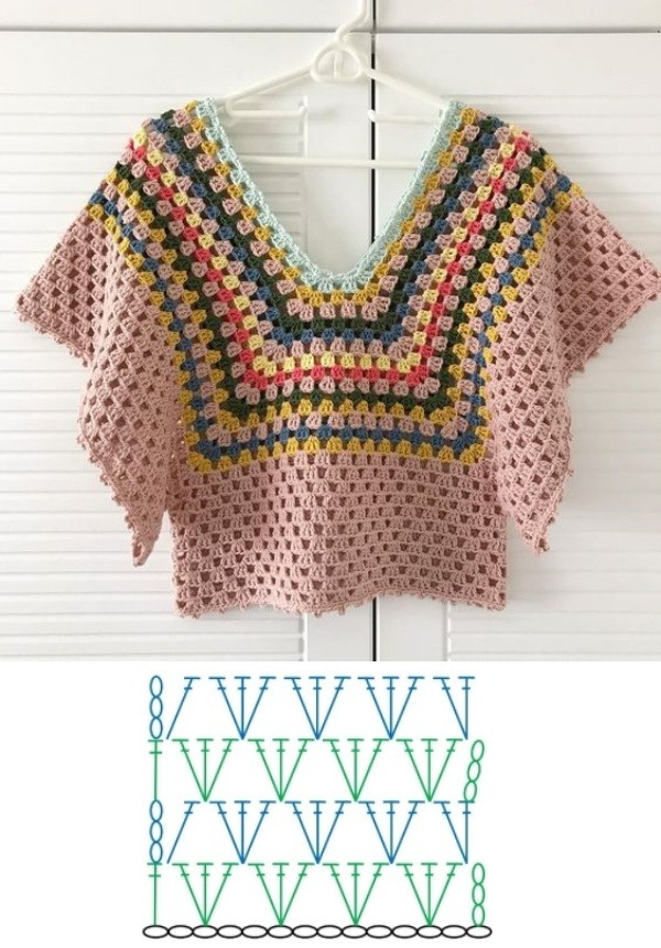 Blusinhas crop top de crochê para copiar