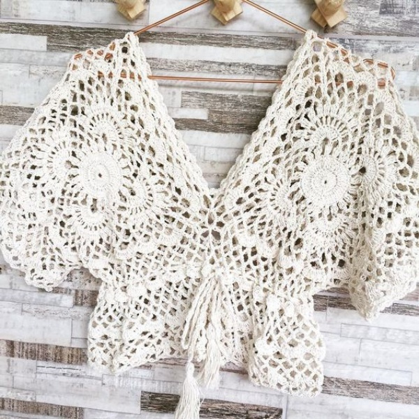 Blusinhas crop top de crochê para copiar