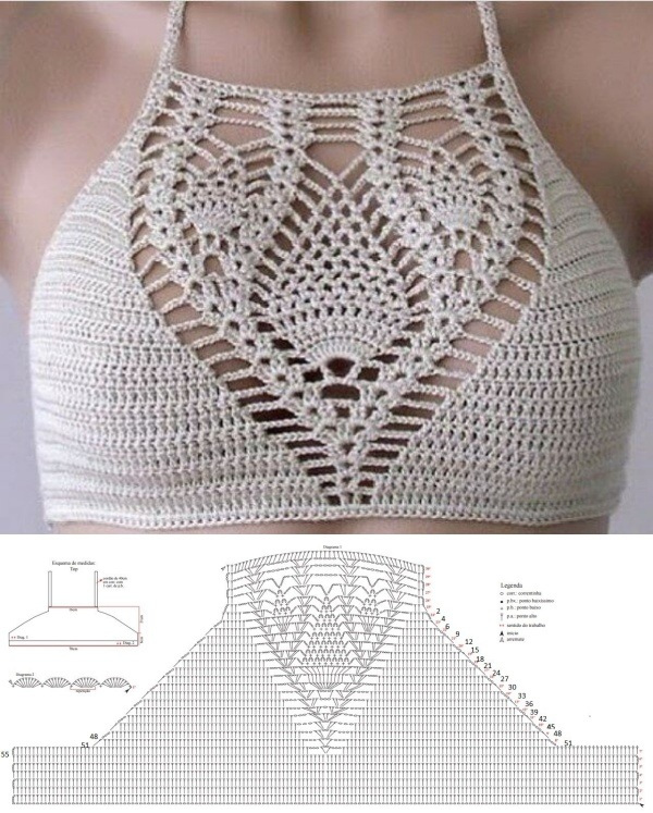 Blusinhas crop top de crochê para copiar
