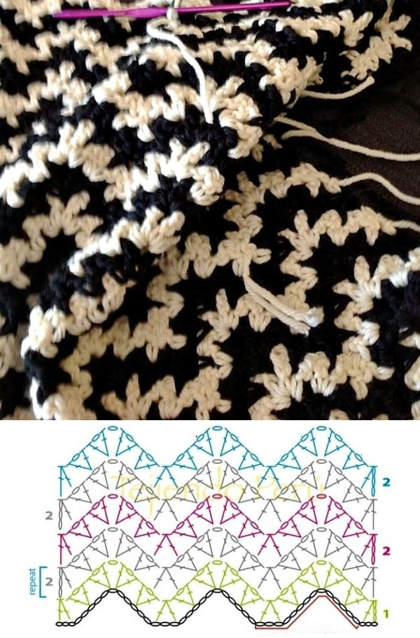 Tipos de Ponto de Crochê Zig-zag