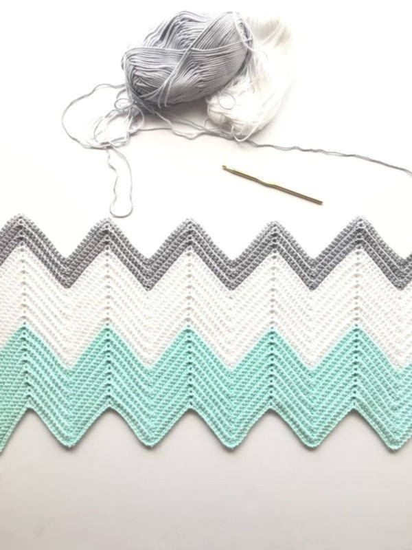 Tipos de pontos zig-zag de crochê