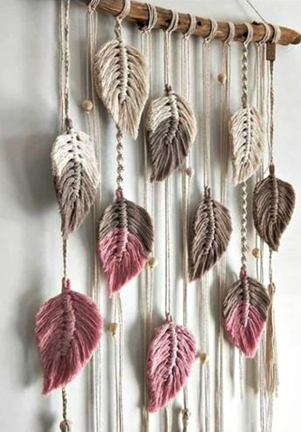 17 Ideias com as decorativas folhas de macramê