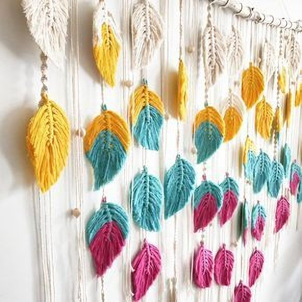 17 Ideias com as decorativas folhas de macramê