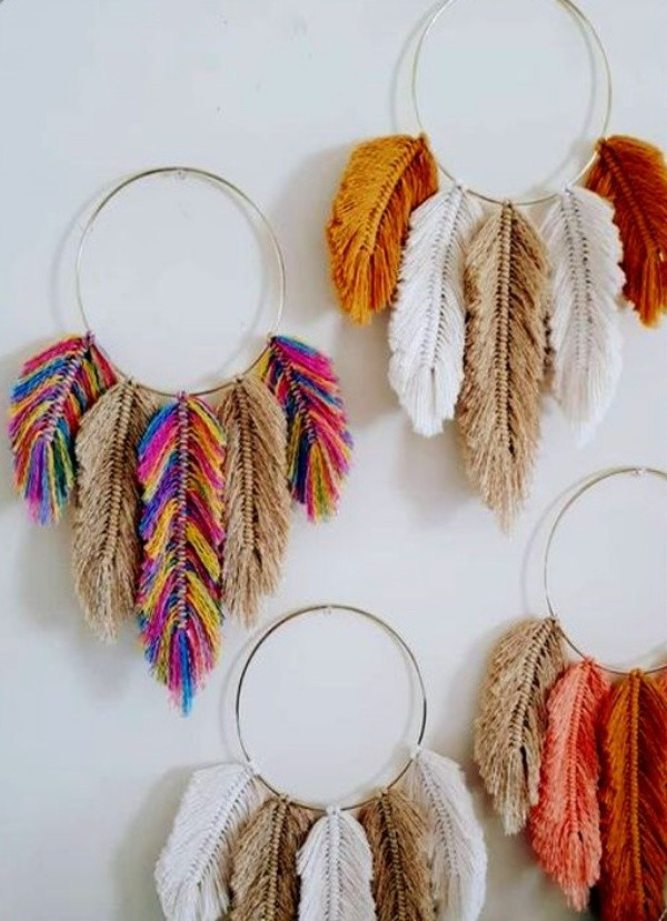 17 Ideias com as decorativas folhas de macramê