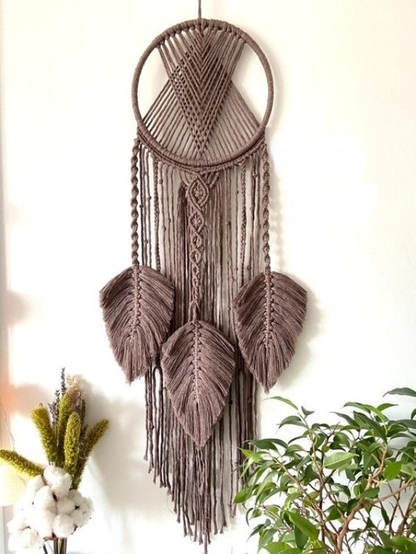 17 Ideias com as decorativas folhas de macramê