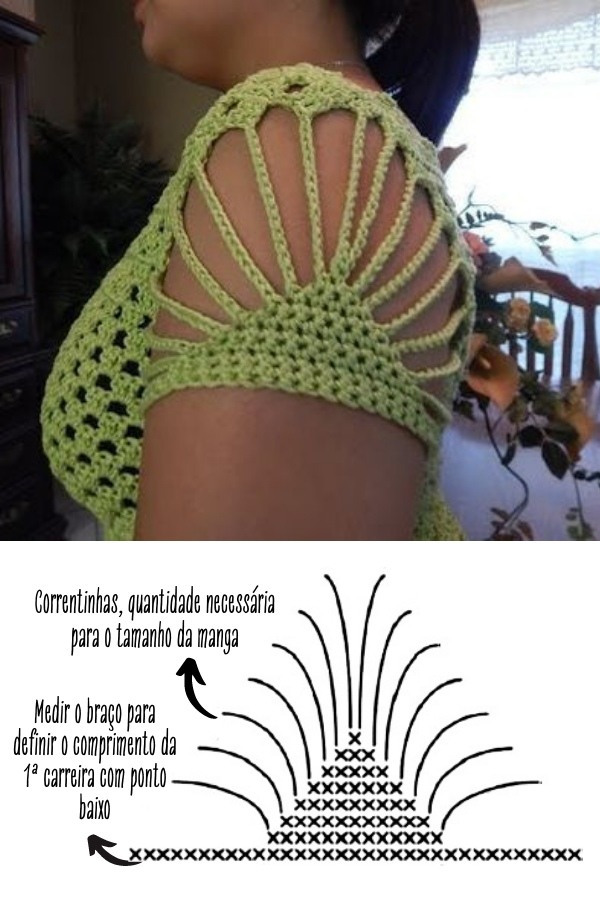 20 Modelos de manga de blusa de crochê para copiar