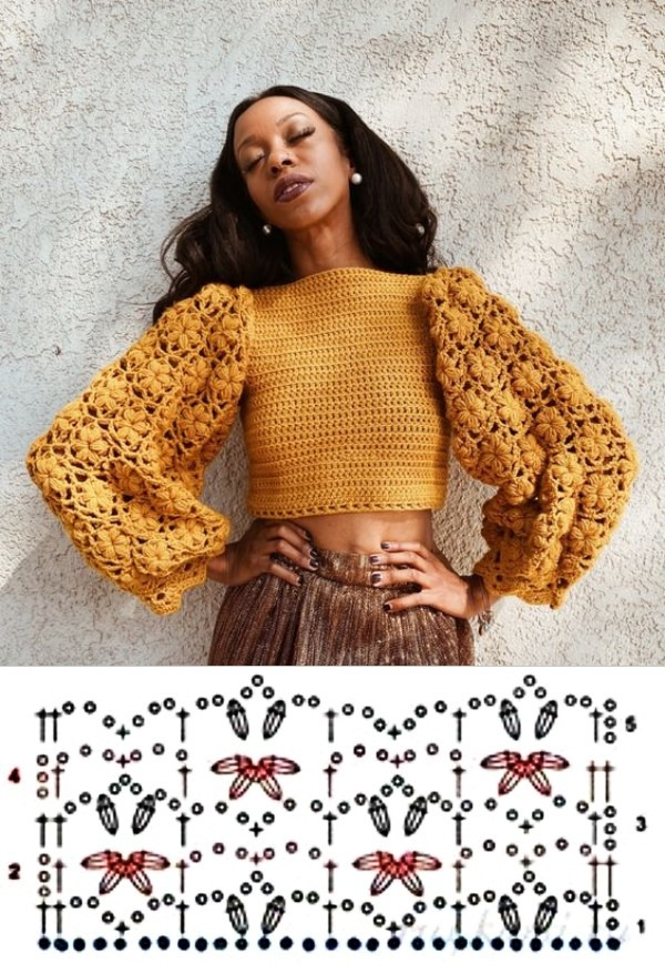 20 Modelos de manga de blusa de crochê para copiar