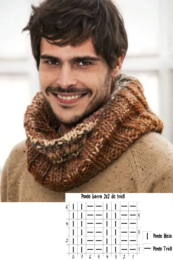 10 Modelos de cachecol masculino com ponto de tricô simples