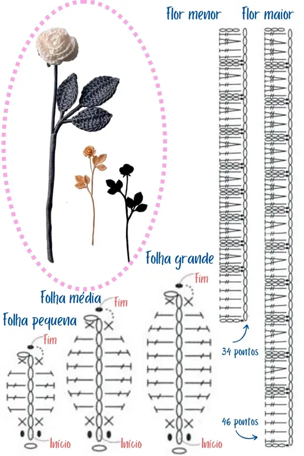 25 receitas de mini flores de crochê - parte 1