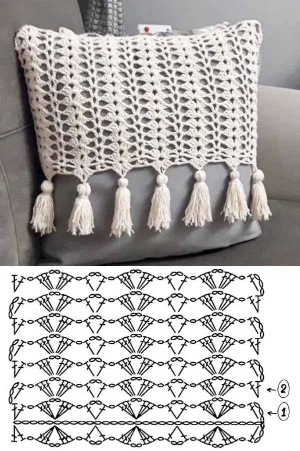 Lindas almofadas em crochê com gráfico parte 1