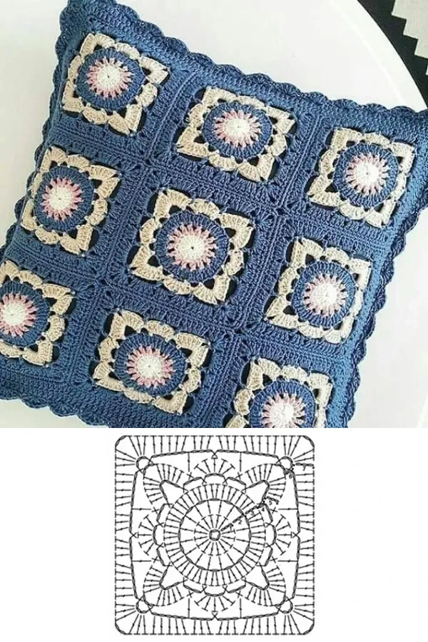 Lindas almofadas em crochê com gráfico parte 1