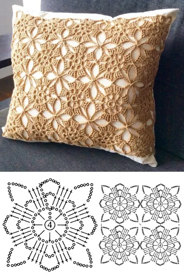 Lindas almofadas em crochê com gráfico parte 1