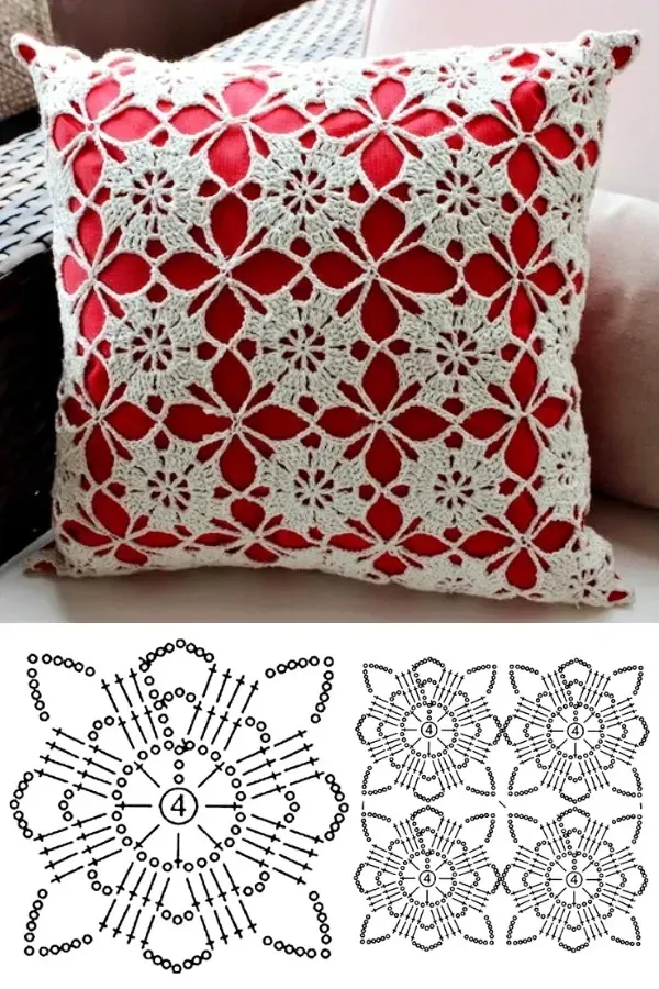 Lindas almofadas em crochê com gráfico parte 1