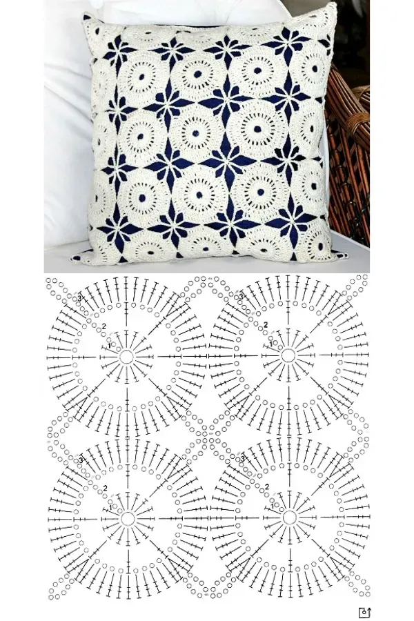 Lindas almofadas em crochê com gráfico parte 1