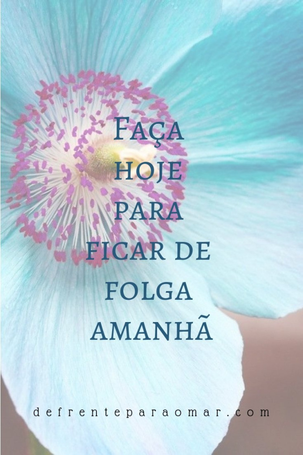 Mensagem do dia: Faça hoje para ficar de folga amanhã.
