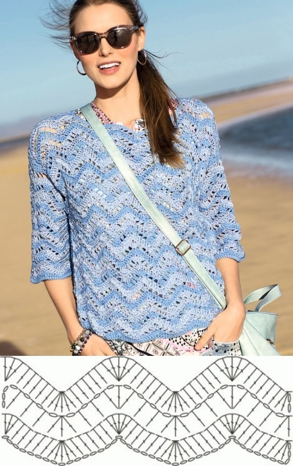 10 modelos de blusa de crochê + gráfico do ponto