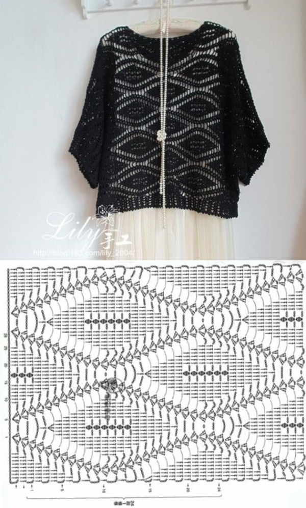 10 modelos de blusa de crochê + gráfico do ponto