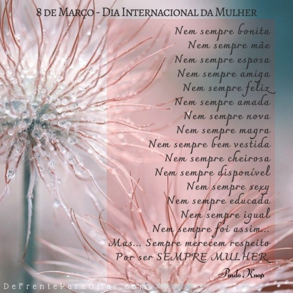 8 de Março, dia Internacional da Mulher - Parabéns!