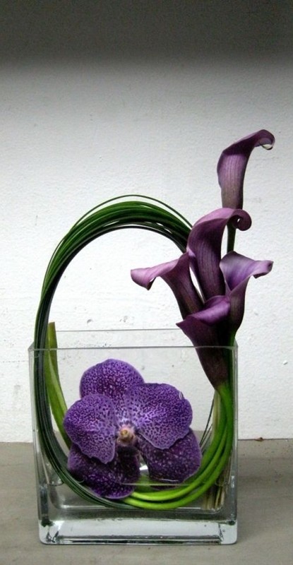 decoração ultravioleta - ikebana - copo de leite