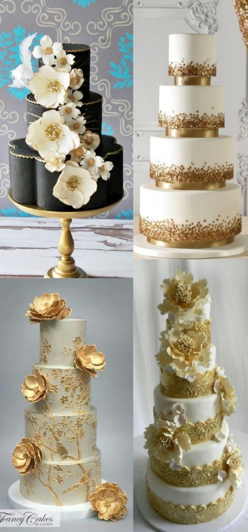20 ideias para festa de bodas de ouro - decoração do bolo