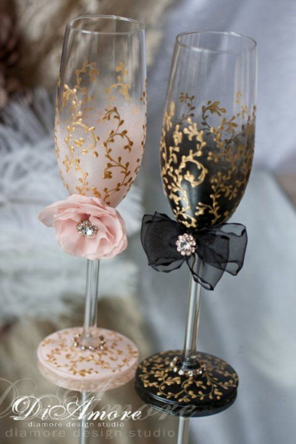 20 ideias para festa de bodas de ouro - decoração das taças