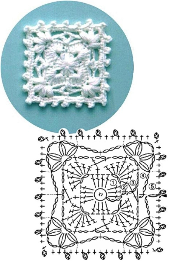 100 Quadrados de Crochê com Gráfico Parte 2