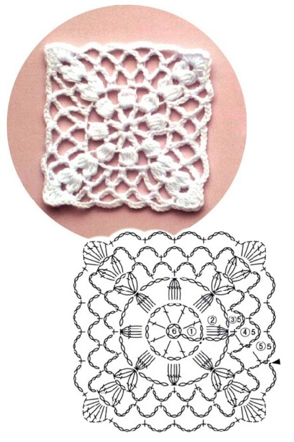 100 Quadrados de Crochê com Gráfico Parte 2
