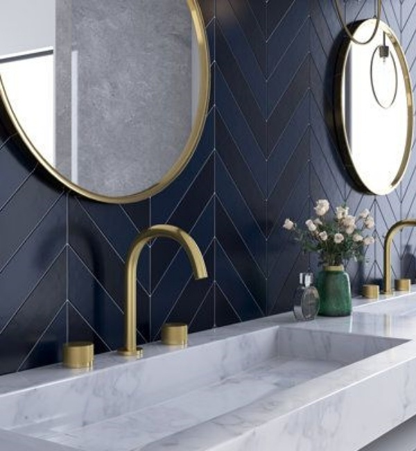 Decoração azul ou cinza no banheiro e lavanderia
