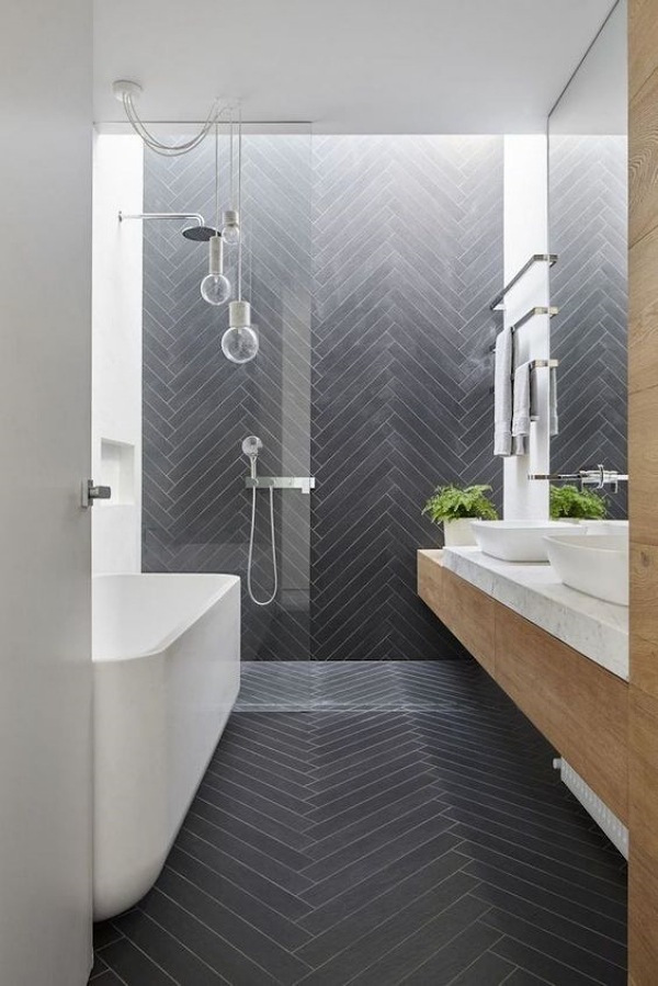 Decoração azul ou cinza no banheiro e lavanderia