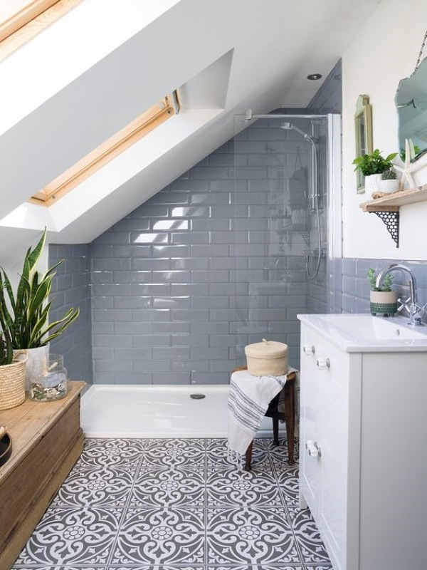 Decoração azul ou cinza no banheiro e lavanderia