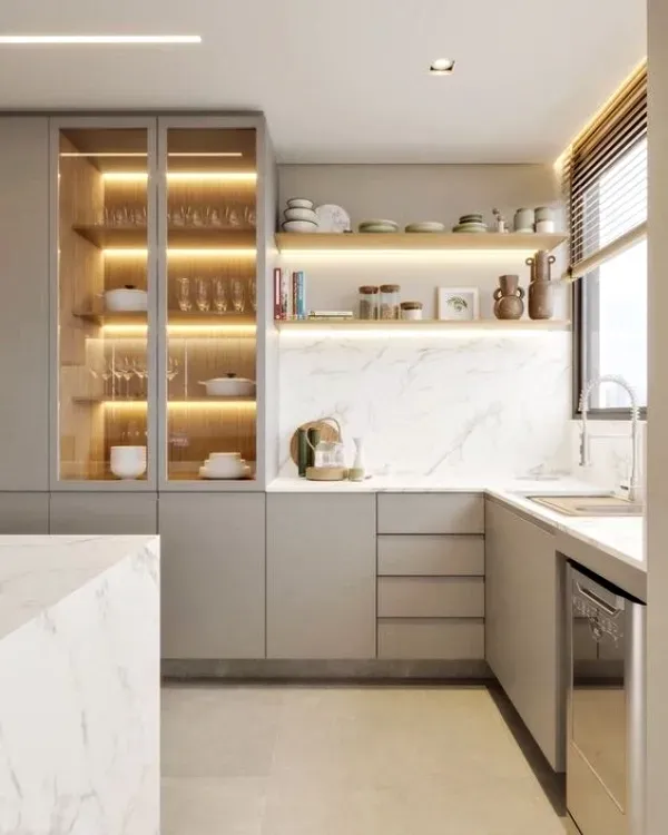 Casa Bonita: Armários de cozinha com porta de vidro